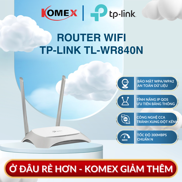 Bộ Phát Sóng Router WiFi 300Mbps TP-Link TL-WR840N – Chuẩn N, Bảo mật WiFi an toàn, mã hóa nhanh chóng