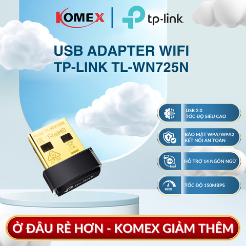 USB Adapter Wi-Fi 150Mbps TP-Link TL-WN725N Chuẩn N, Phần mềm cài đặt hỗ trợ 14 ngôn ngữ