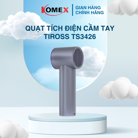 Quạt Tích Điện Cầm Tay Tiross TS3426 5W, Pin 2000mAh, 100 Cấp Độ Gió Phù Hợp Nhiều Nhu Cầu Khác Nhau