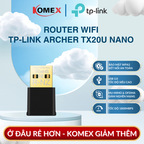USB Adapter WiFi 6 AX1800 TP-Link Archer TX20U Nano được cài sẵn driver, Mã hóa mật khẩu mạnh hơn