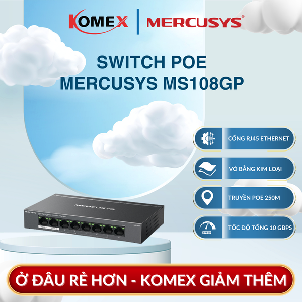 Switch PoE+ Gigabit 8 Cổng Mercusys MS108GP (7 Cổng PoE+, 65W, Extend 250m), Giảm nguy cơ xung đột và truy cập trái phép