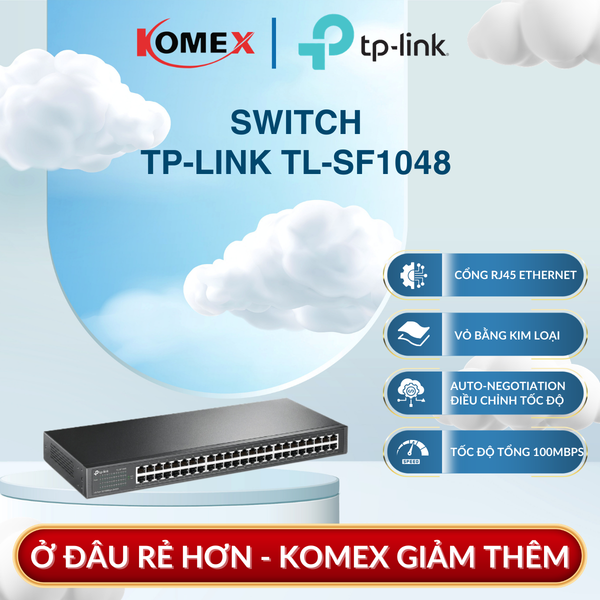Switch TP-Link TL-SF1048 48 Cổng 10/100Mbps – Switch Fast Ethernet Gắn Rack, Vỏ Kim Loại