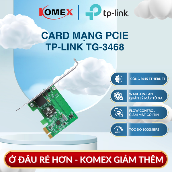 Card mạng LAN PCIe Gigabit TP-Link TG-3468 Tính năng Wake-on-LAN Bật máy tính từ xa qua mạng