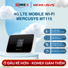 Bộ phát WiFi 4G LTE di động Mercusys MT115 WiFi 6 AX300 pin 2400mAh, Nano SIM