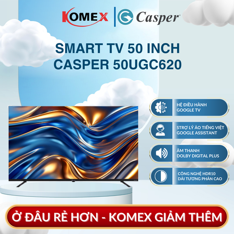 Smart Tivi Casper D50UGC620 Ultra HD 4K 50 Inch Công nghệ MEMC Chuyển Cảnh Mượt Mà