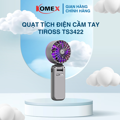 Quạt Tích Điện Cầm Tay Tiross TS3422 5W, Pin 3600mAh, 100 Cấp Độ Gió Phù Hợp Di Chuyển Ngoài Trời