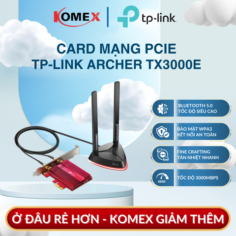 PCIe Adapter Wi-Fi 6 TP-Link Archer TX3000E AX3000, Bluetooth 5.0 Kết nối thiết bị ngoại vi linh hoạt