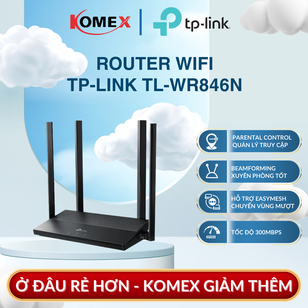 Bộ Phát Sóng Router WiFi 300Mbps TP-Link TL-WR846N  Hỗ trợ EasyMesh khi cần mở rộng
