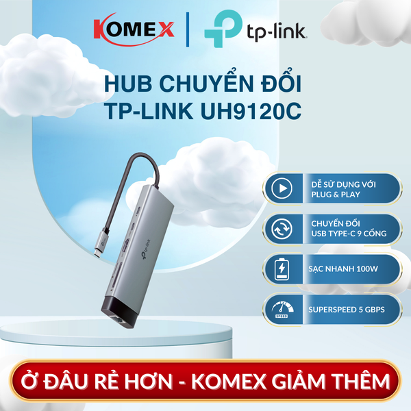 Hub chuyển đổi USB Type-C 9 cổng UH9120C – HDMI 4K@60Hz, LAN Gigabit, PD 100W