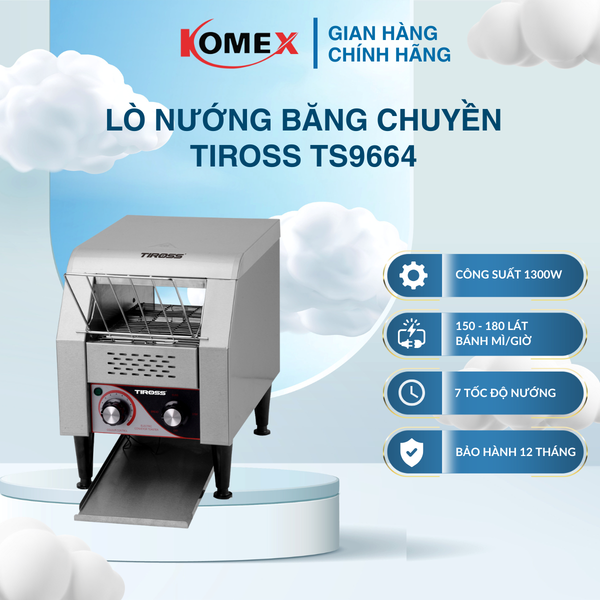 Máy Nướng Bánh Mỳ Băng Chuyền Tiross TS9664 BĂNG TẢI RỘNG Dùng Cho Quầy Buffet, Nhà Hàng