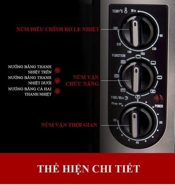 Lò Nướng Tiross 36 Lít TS9609 2000W Đối Lưu, Cửa Kính 2 Lớp