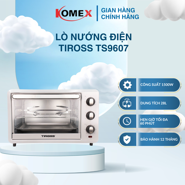 Lò Nướng Tiross TS9607 28L, Nướng Đối Lưu, Công suất 1500W