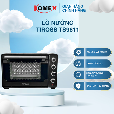 Lò nướng đối lưu Tiross TS9611 75 Lít, Công suất 2200W