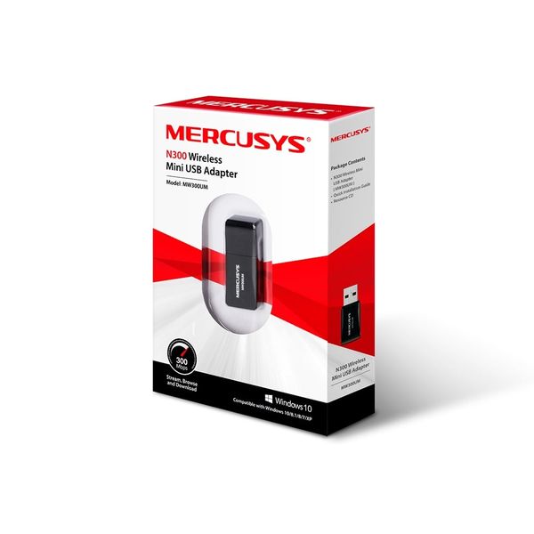 USB Adapter Wi-Fi 300Mbps Mercusys MW300UM Chuẩn N – Băng tần 2.4GHz Gọn Nhẹ Kết Nối Ổn Định
