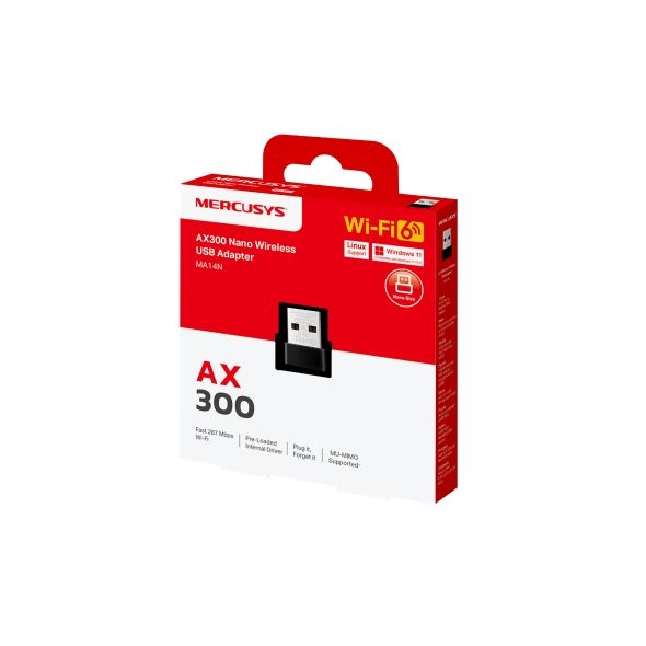 USB Adapter Wi-Fi Mercusys MA14N AX300 Nano, hoạt động tốt với router Wi-Fi cũ và mới