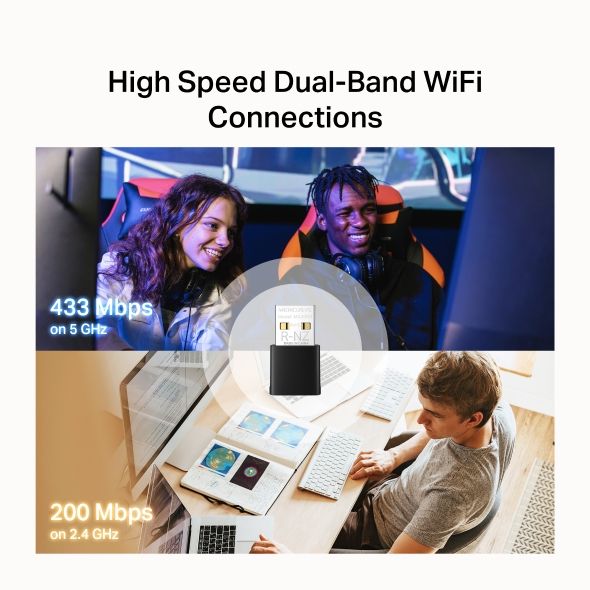 USB Adapter WiFi MERCUSYS MA20NB, MA20N AC650, tích hợp Bluetooth 5.0, Windows tự nhận driver