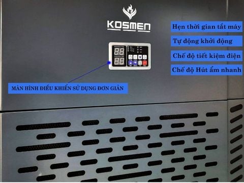 Máy hút ẩm công nghiệp Kết nối Wifi, điều khiển từ xa Kosmen KM-480S, công suất 480 lít/ngày, diện tích 800 m2