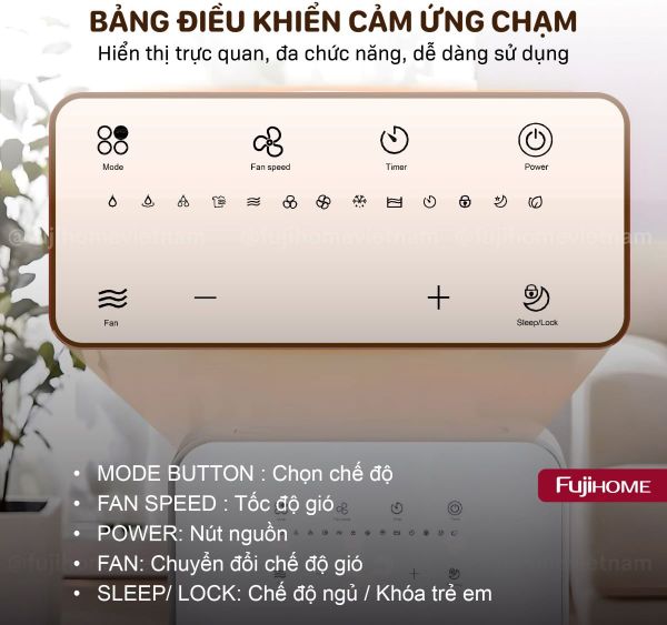 Máy Hút Ẩm FujiHome DH10 10L/ngày – Lọc Không Khí Ionizer, Vận hành êm ái