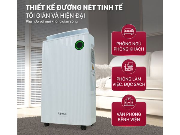 Máy Hút Ẩm FujiHome DH25W-HEPA-NEW 25L/ngày – Lọc Không Khí HEPA H13, Ionizer, WiFi