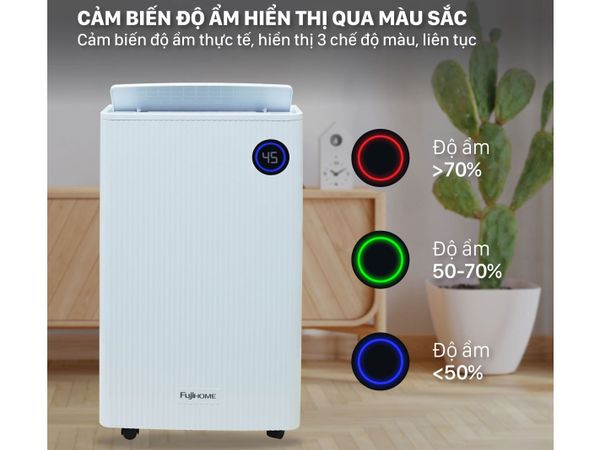 Máy Hút Ẩm FujiHome DH25W-HEPA-NEW 25L/ngày – Lọc Không Khí HEPA H13, Ionizer, WiFi