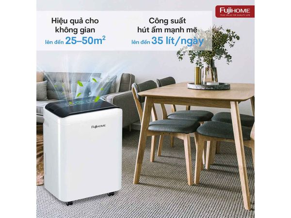 FujiHome DH35W-HEPA Máy Hút Ẩm 35 lít Kết Hợp Lọc Không Khí Cao Cấp