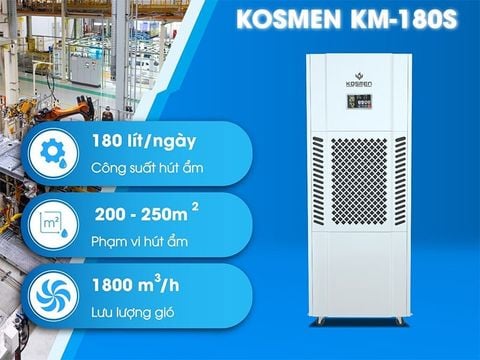 Máy hút ẩm không khí công nghiệp Kosmen KM 180S, công suất 180 lít/ngày