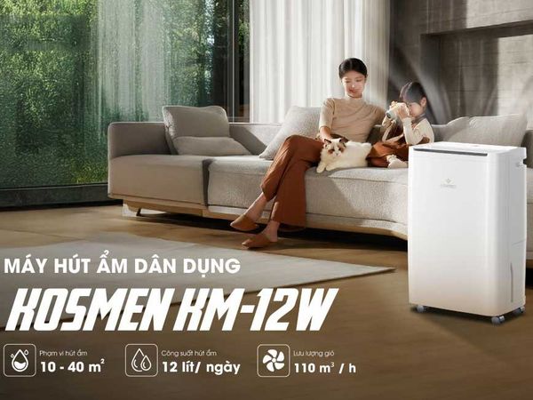 Máy hút ẩm Kosmen KM-12W 12L/ngày, Điều khiển App, Sấy quần áo