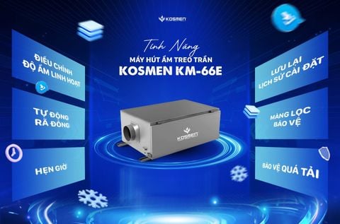 Máy hút ẩm treo âm trần Kosmen KM-66E, công suất 66 lít/ngày