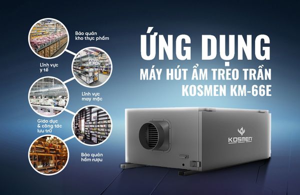 Máy hút ẩm treo âm trần Kosmen KM-66E, công suất 66 lít/ngày