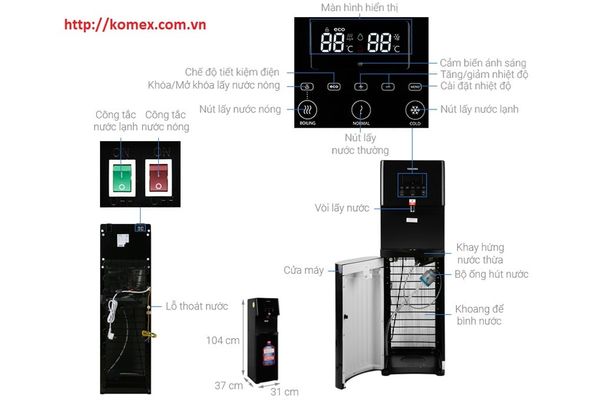 Cây nước nóng lạnh loại âm bình Toshiba RWF-W1830BV(K)