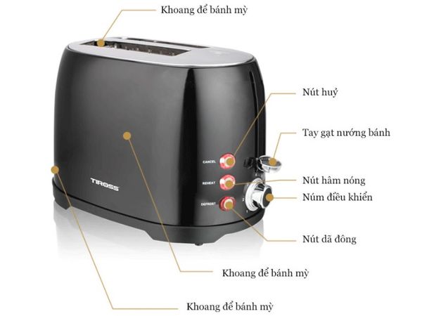 Máy nướng bánh mì sandwich TS9659 7 cấp độ làm nóng, 2 ngăn đa năng