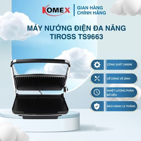 Máy nướng điện đa năng TIROSS TS9663, Có độ bền cao, Dễ dàng làm sạch