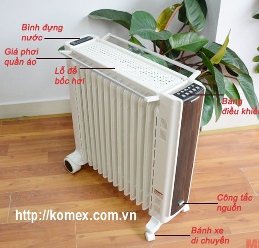Lò sưởi dầu Điều khiển từ xa Tiross 11 thanh TS9213, 2500W, 25m2