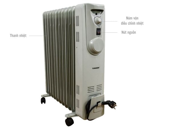 Máy sưởi dầu 11 thanh TIROSS TS924, công suất 2200W, 20M2