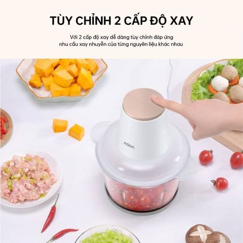 Máy xay thịt Aqua 1.8L AQS-GGS201R-(W)-VN, cối thủy tinh, lưỡi dao inox kép sắc bén
