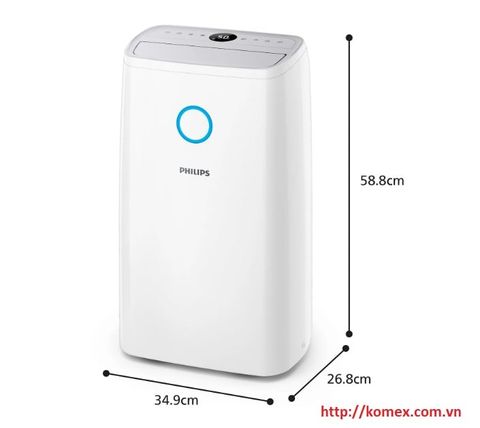Máy hút ẩm không khí Philips DE3306/11, Diện tích 63M2, Công suất 34.3 lít, dung tích 4 lít