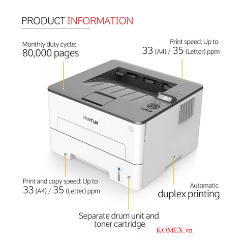 Máy in giấy bóng kính, tem nhãn A4 wifi Pantum P3308DW, 2 mặt, đổ mực dễ dàng