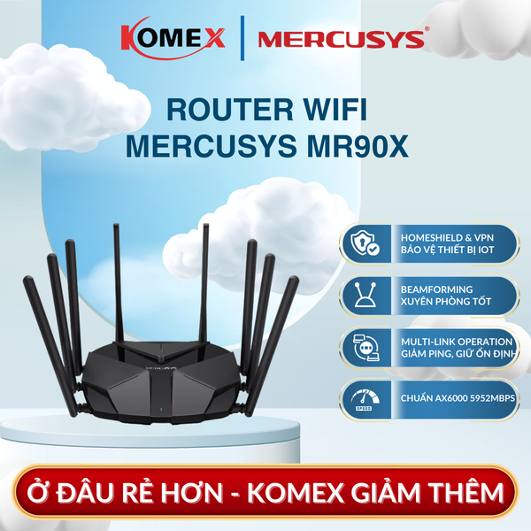 Router WiFi 6 AX6000 MERCUSYS MR90X – Cổng Multi-Gig 2.5Gbps Khai thác tối đa băng thông Internet