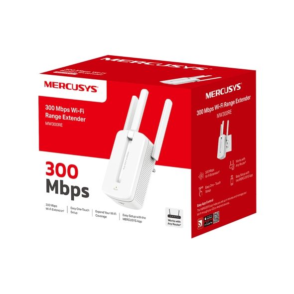 Bộ Mở Rộng Sóng WiFi 300Mbps Mercusys MW300RE, Loại bỏ điểm chết WiFi, Tự động kết nối với nút WPS
