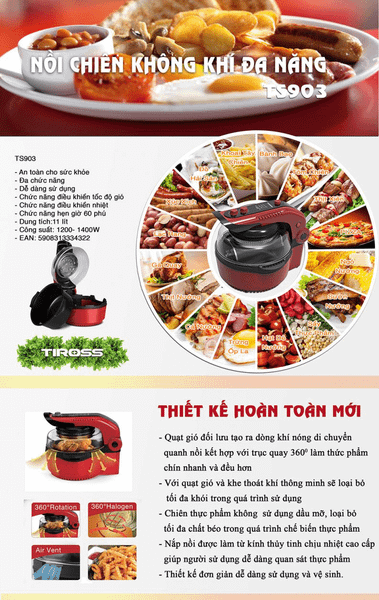 Lò nướng chân không Tiross TS903, Công suất 1400W