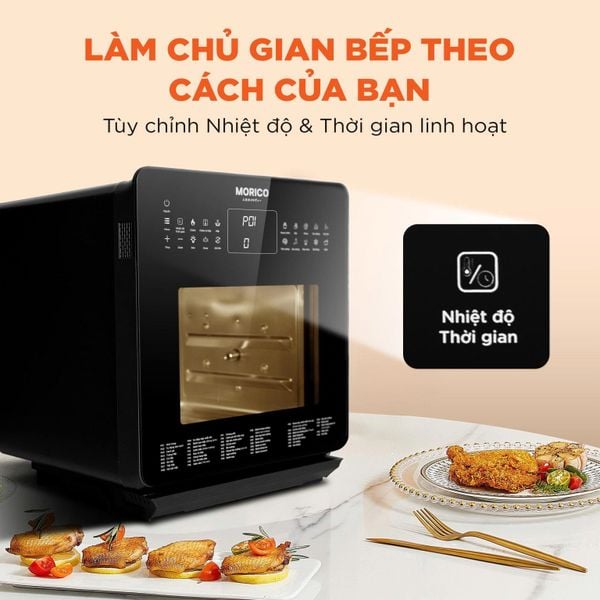 Nồi chiên không dầu hơi nước Morico MA801, dung tích 16 lít, 53 chế độ nấu