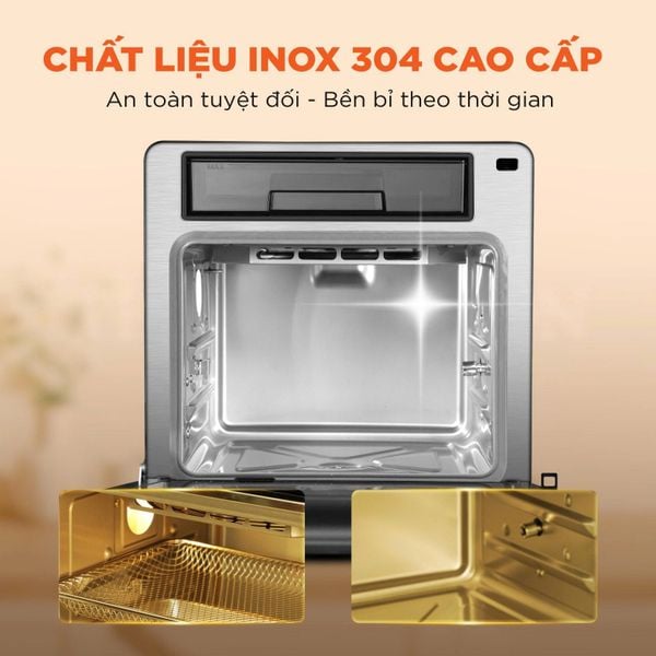 Nồi chiên không dầu hơi nước Morico MA801, dung tích 16 lít, 53 chế độ nấu