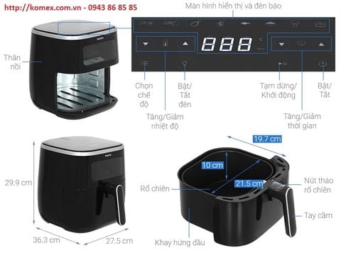 Nồi chiên không dầu điện tử PHILIPS HD9257/80, dung tích 5.6 lít