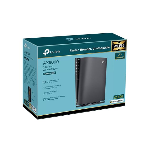 Router Wi-Fi 6 chuẩn AX6000 8 luồng với cổng 2.5G TP-Link Archer AX80