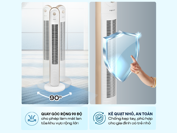 Quạt Tháp Không Cánh Fujihome TF-13EM – Làm Mát Êm 35dB, 3 Tốc Độ, Quay 90°