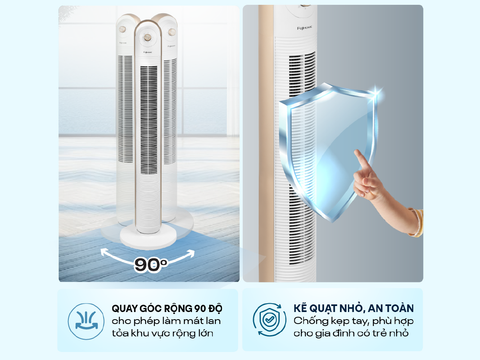 Quạt Tháp Không Cánh Fujihome TF-13EM – Làm Mát Êm 35dB, 3 Tốc Độ, Quay 90°