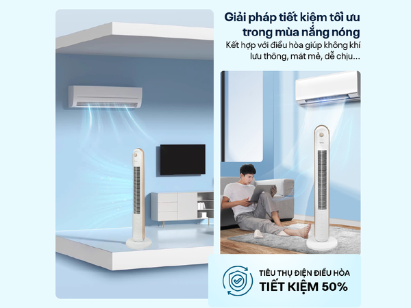 Quạt Tháp Không Cánh Fujihome TF-13EM – Làm Mát Êm 35dB, 3 Tốc Độ, Quay 90°