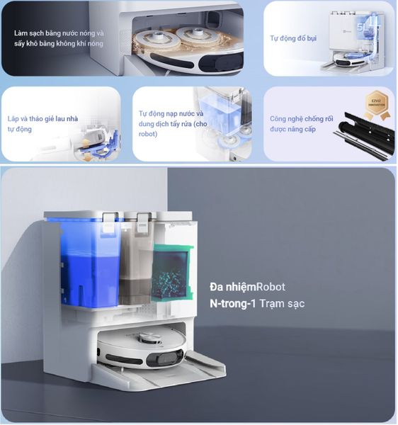Robot hút bụi lau nhà EZVIZ RS20 Pro – Tự giặt sấy giẻ, đổ rác và cấp nước tự động