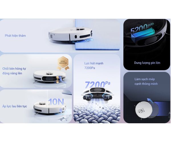 Robot hút bụi lau nhà EZVIZ RS20 Pro – Tự giặt sấy giẻ, đổ rác và cấp nước tự động