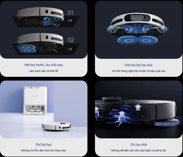 Robot hút bụi lau nhà EZVIZ RS20 Pro – Tự giặt sấy giẻ, đổ rác và cấp nước tự động